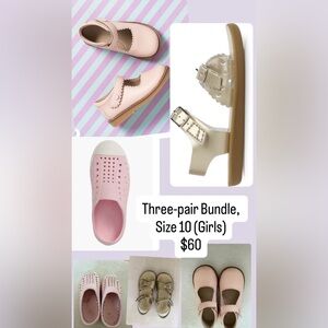 ✨ Girls Shoe Bundle – Native + Elefantito + Footmates | Size 10 | 3 Pairs ✨